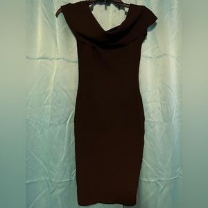 Off shoulder black knit dress